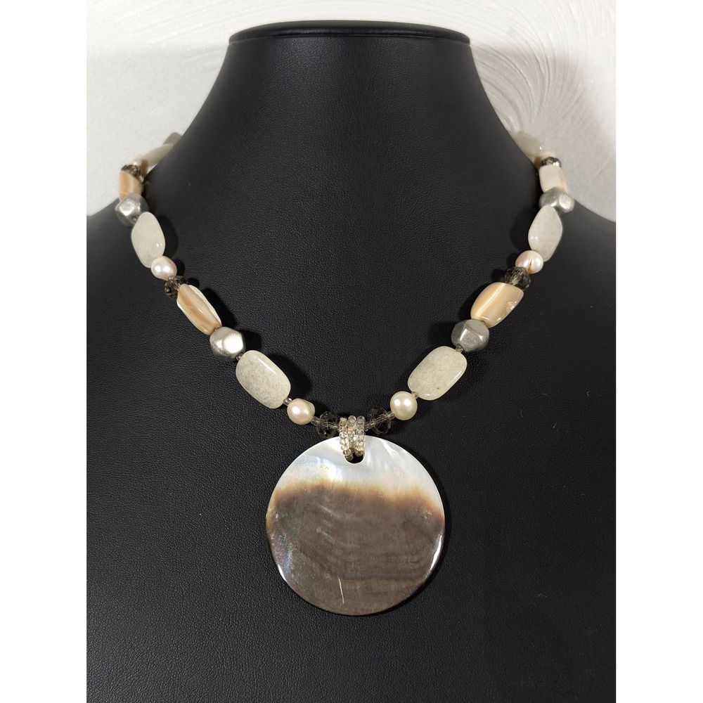 Lia Sophia Seascape Shell Pendant Necklace Pearl Bead Coastal 21 Inch